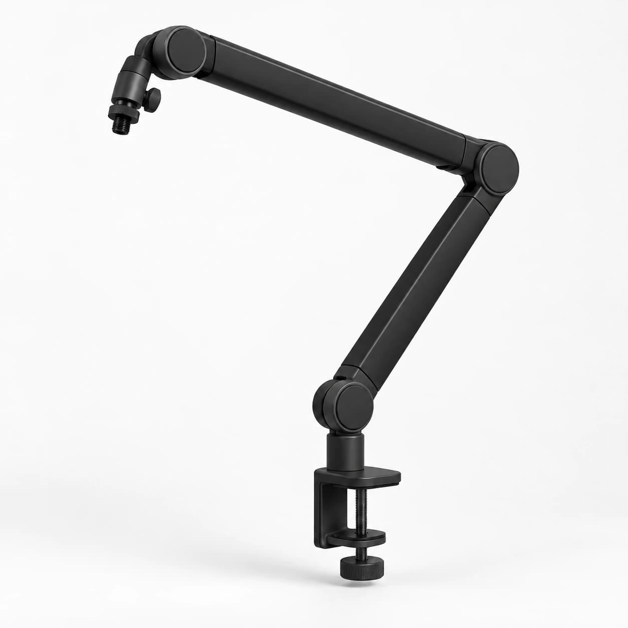 Suporte Articulado de Mesa para Microfone Hertz Lab, versão Preto, em foto de produto sobre fundo neutro